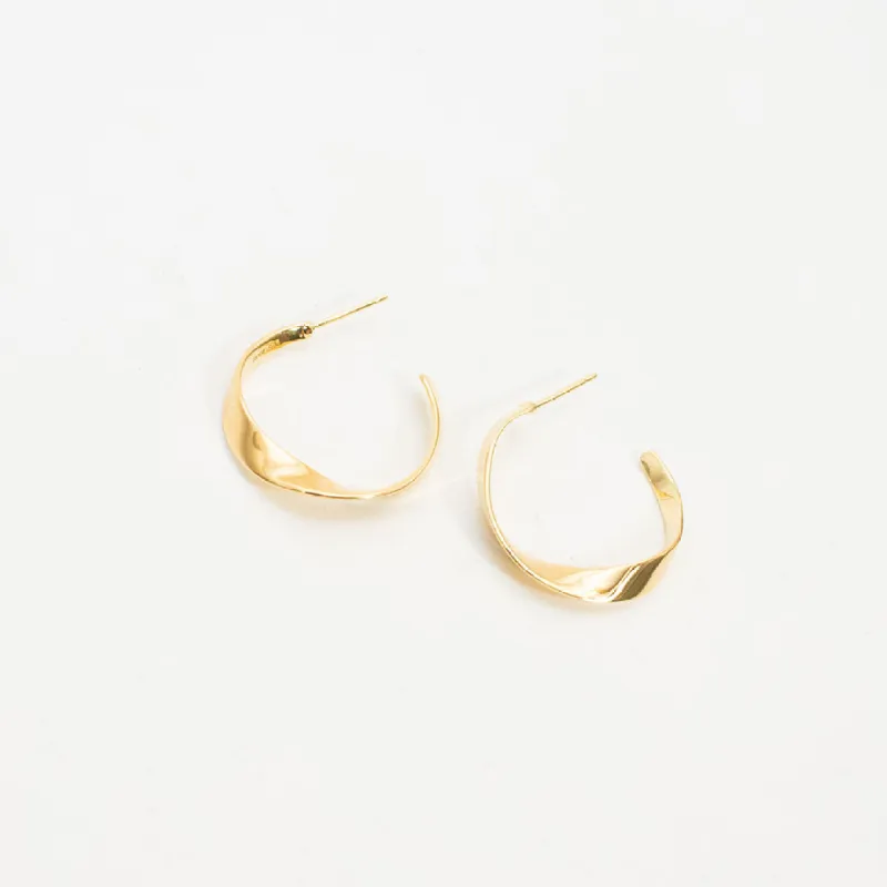 Gold Vermeil Twisted Ribbon Hoops sold by Silver Lotus