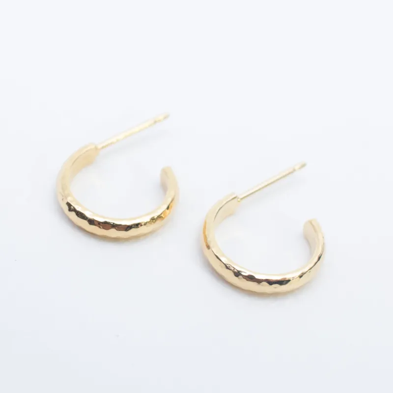 Gold Vermeil Finely Hammered Hoops sold by Silver Lotus