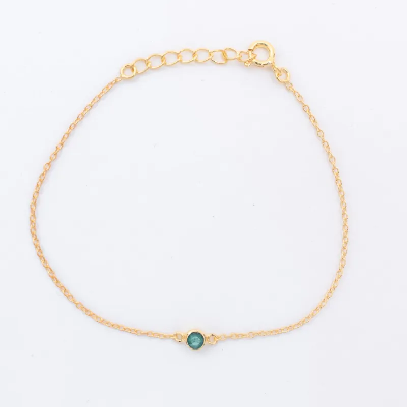Gold Vermeil Raw Emerald Solitaire Bracelet sold by Silver Lotus