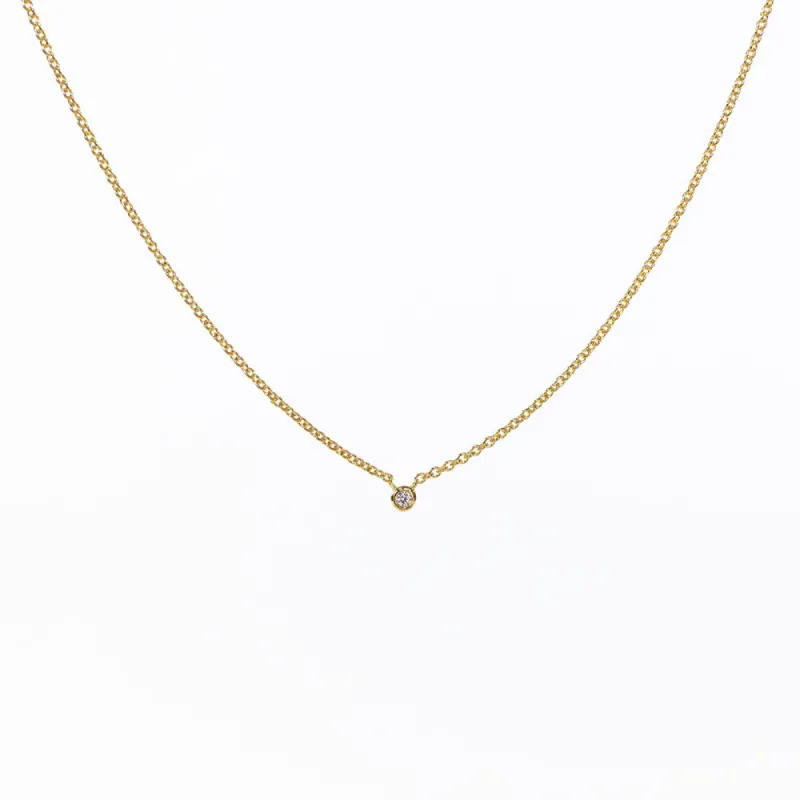Tiny Cubic Zirconia Gold Vermeil Solitaire Necklace sold by Silver Lotus