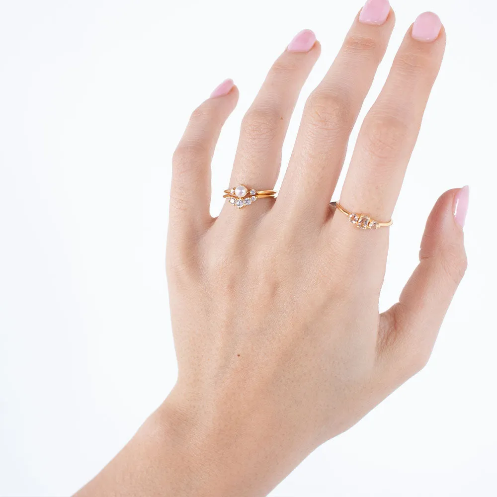 Gold Vermeil Vintage CZ Arc Ring sold by Silver Lotus product image thumbnail 4