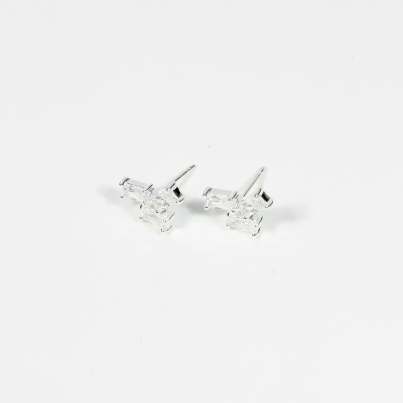 Silver Crystal Baguette Studs sold by Silver Lotus