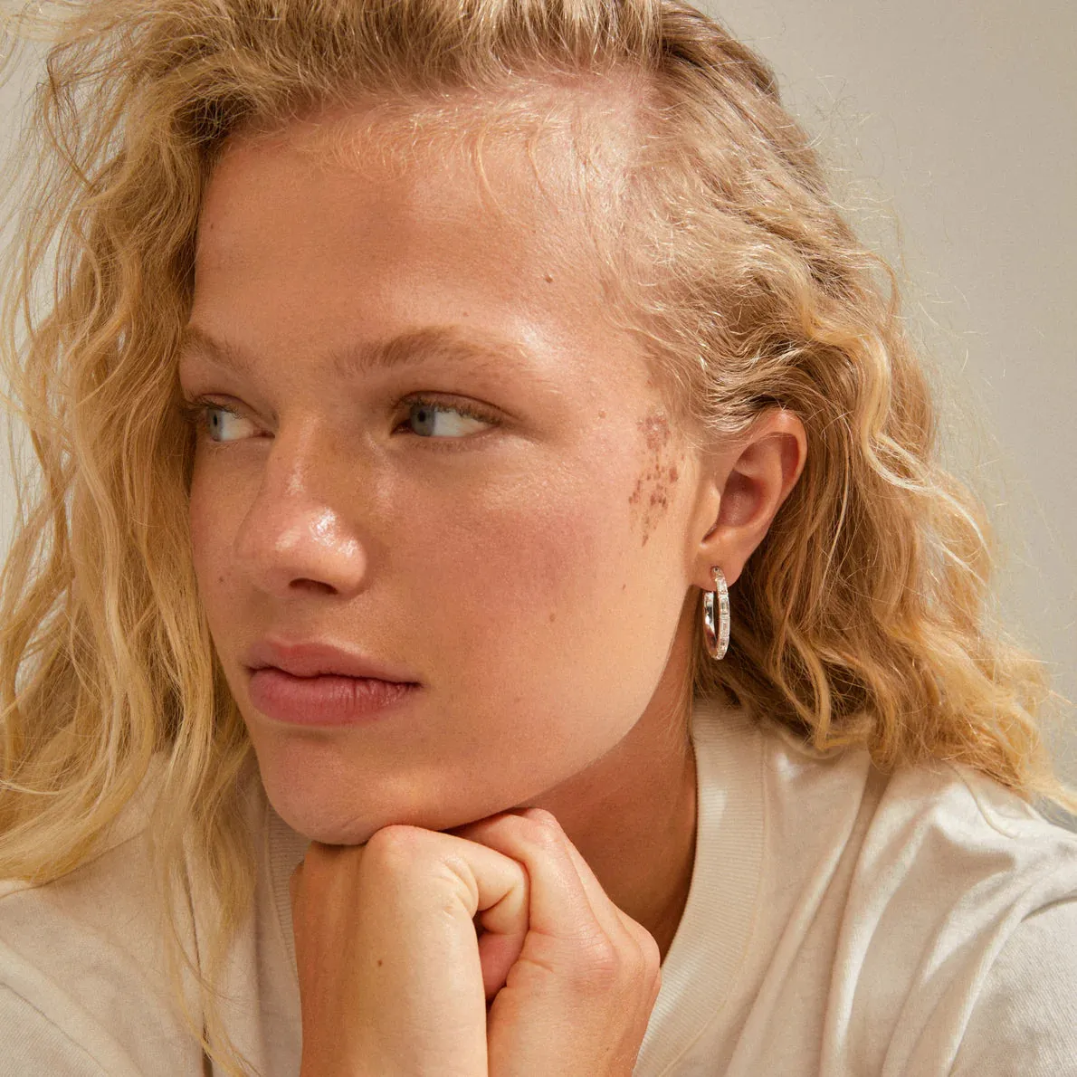 Rue Silver Plated Crystal Hoops sold by Silver Lotus product image thumbnail 2