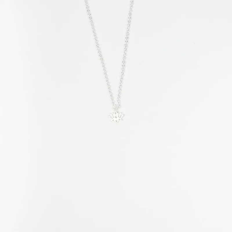 Brushed Silver Mini Lotus Necklace sold by Silver Lotus
