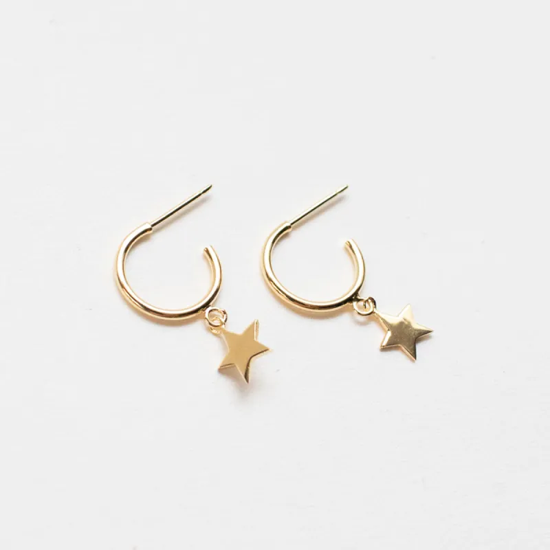 Gold Vermeil Star Hoops sold by Silver Lotus