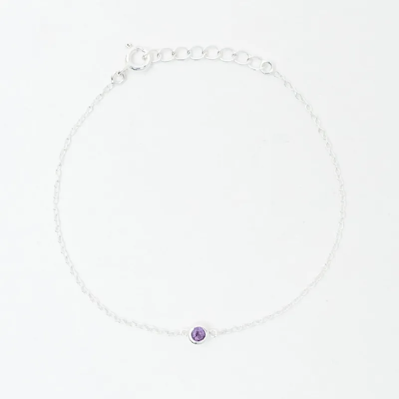 Silver Amethyst Solitaire Bracelet sold by Silver Lotus