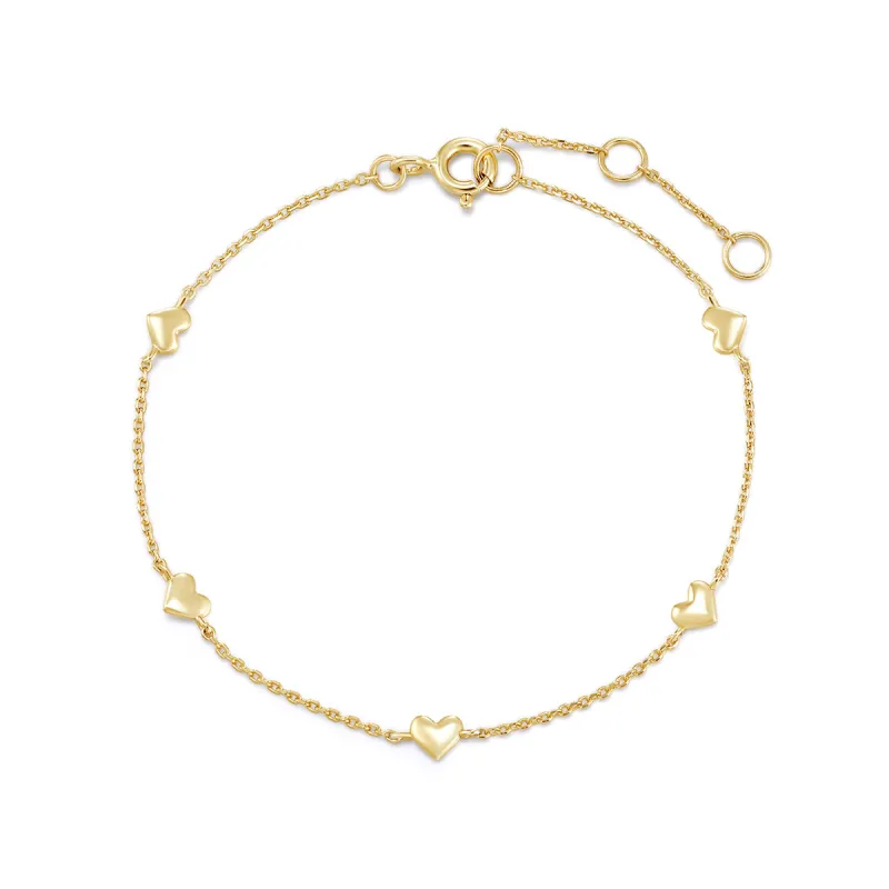 Gold Plated Multi Micro Heart Bracelet sold by Silver Lotus