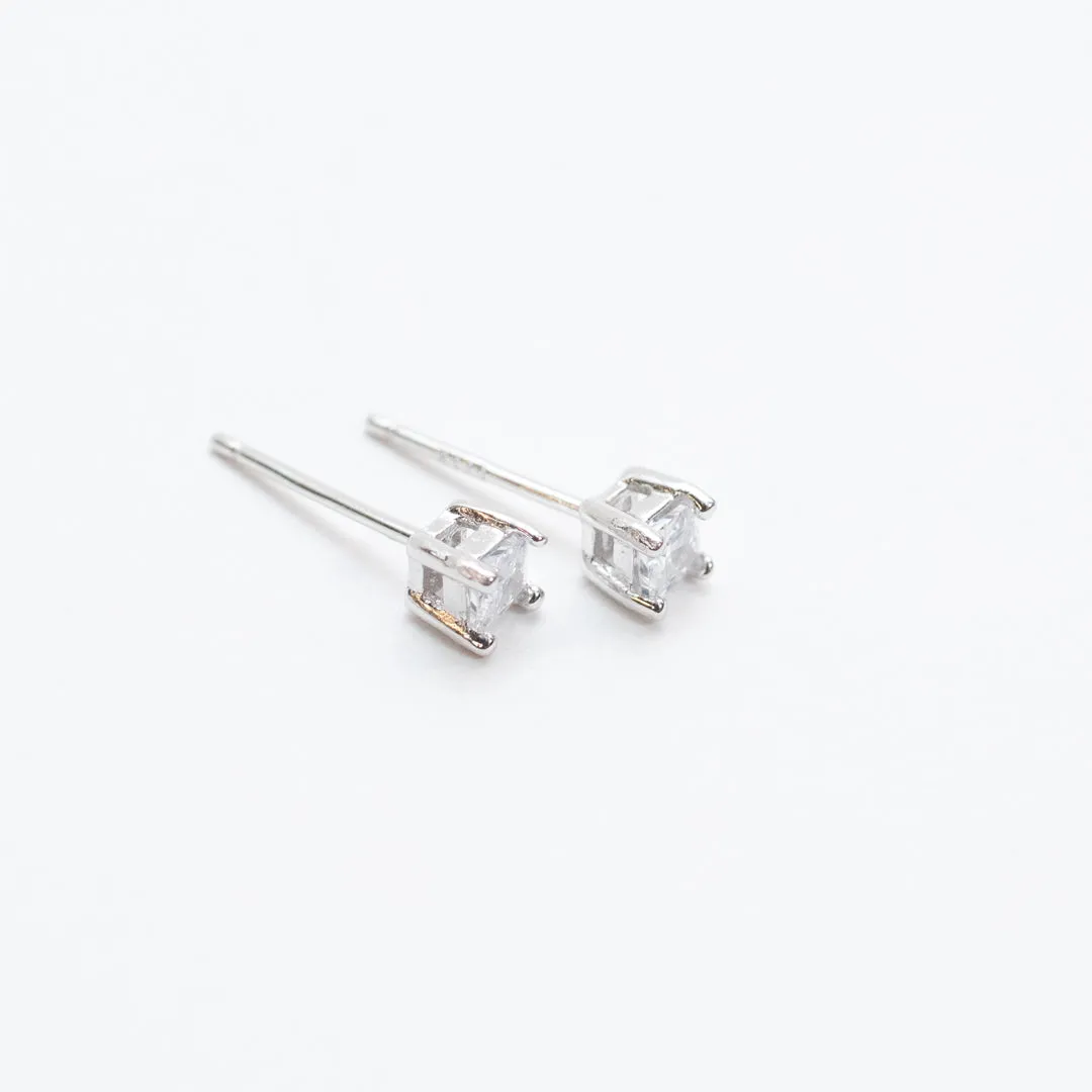 Silver Square Faceted Claw Set Crystal Studs sold by Silver Lotus product image thumbnail 2