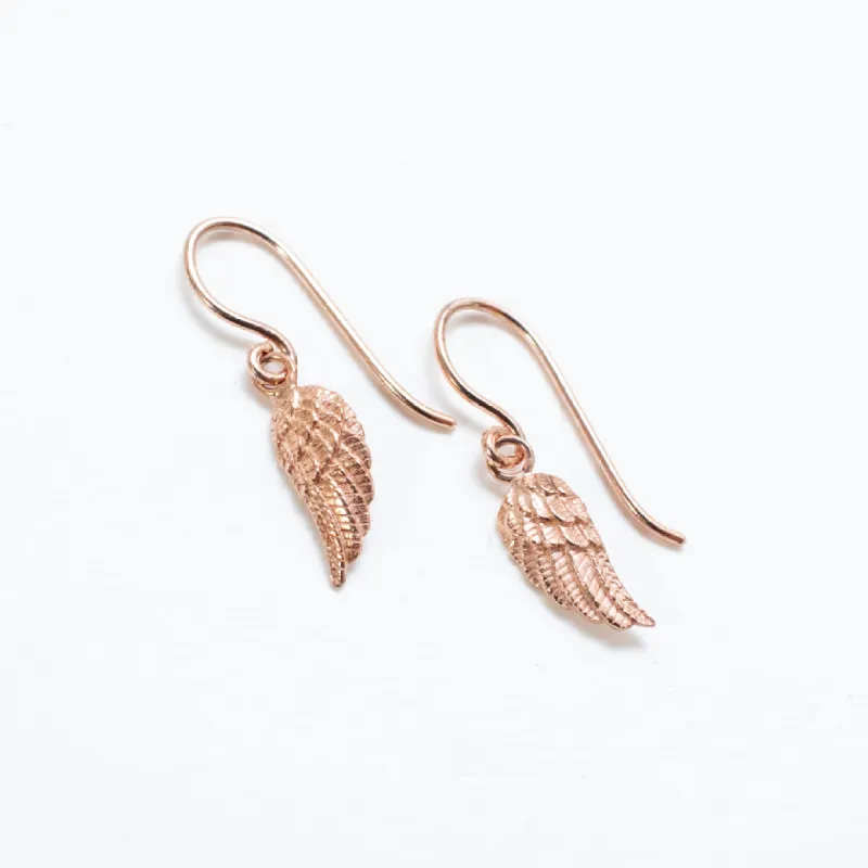 Rose Gold Vermeil Tiny Drop Wing Earrings sold by Silver Lotus