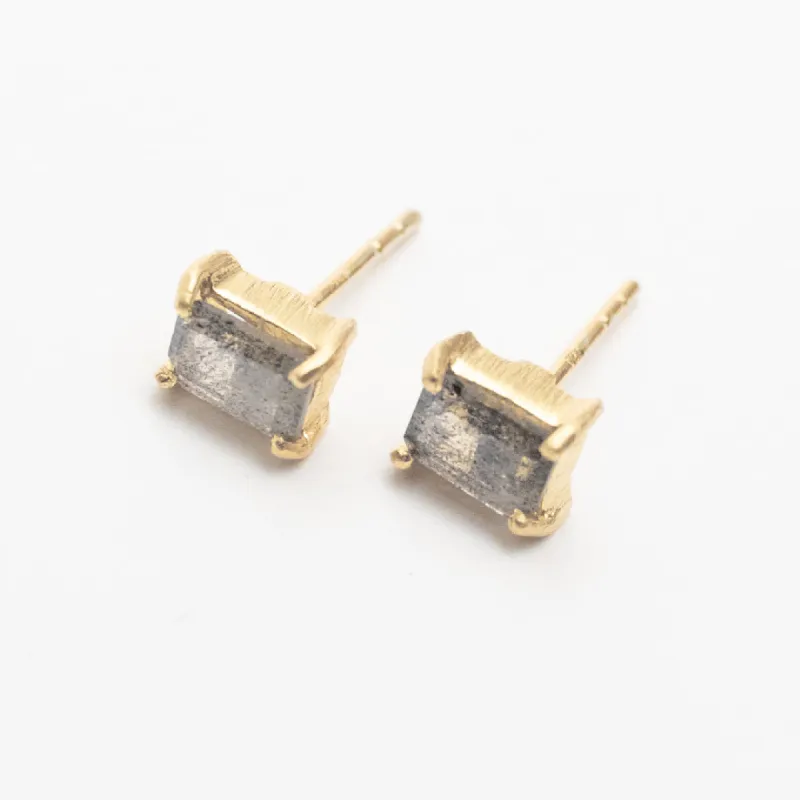 Baguette Stone Gold Plated Studs sold by Silver Lotus