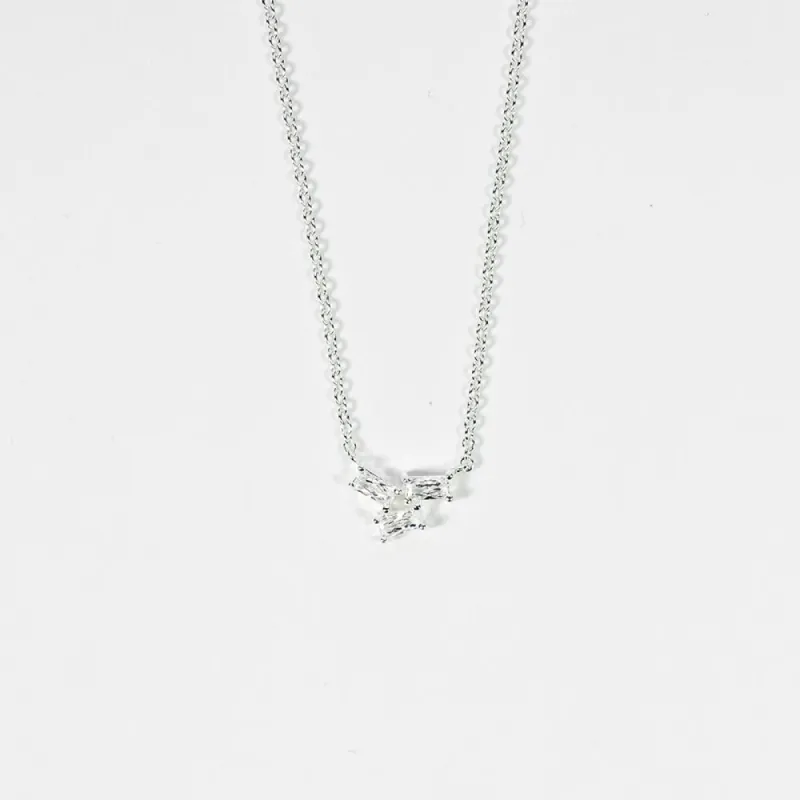 Silver Crystal Baguette Necklace sold by Silver Lotus