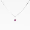 Silver Tiny Milgrain Edge Ruby Necklace sold by Silver Lotus