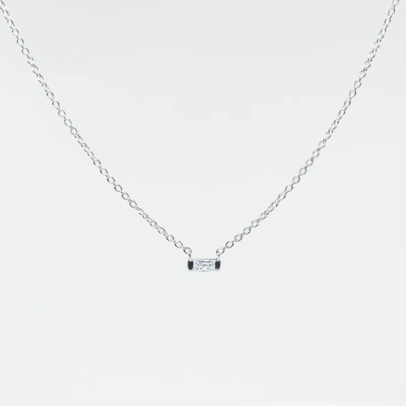 Silver Rectangle CZ Necklace sold by Silver Lotus