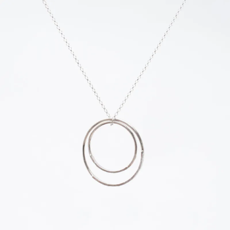 Silver Large Double Hammered Necklace sold by Silver Lotus