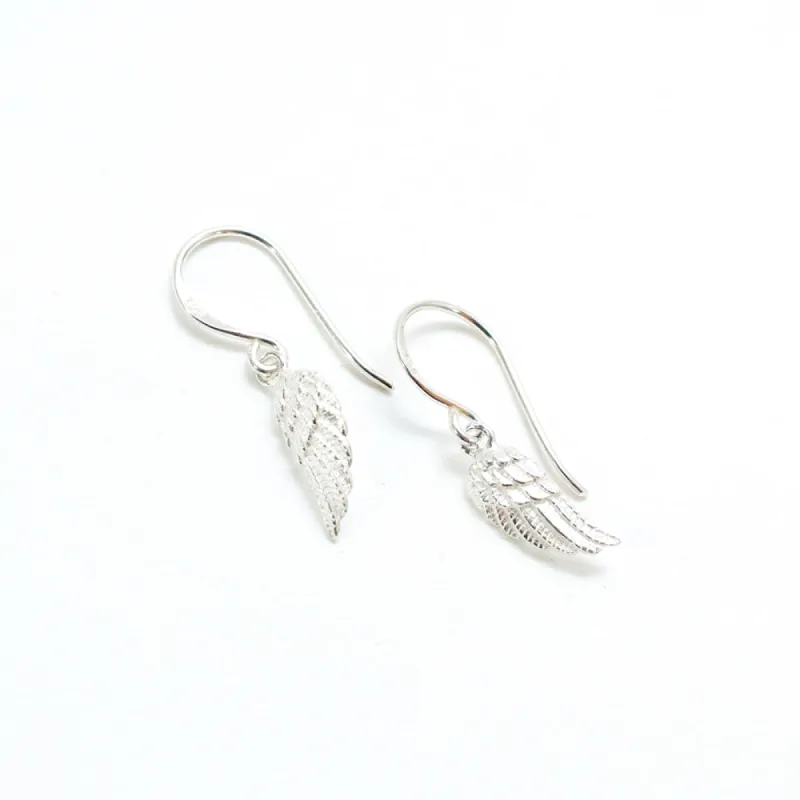Silver Tiny Drop Wing Earrings sold by Silver Lotus