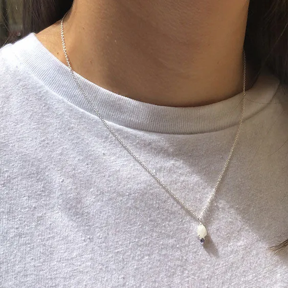 Silver Teardrop Shaped Moonstone & Tanzanite Necklace sold by Silver Lotus product image thumbnail 2