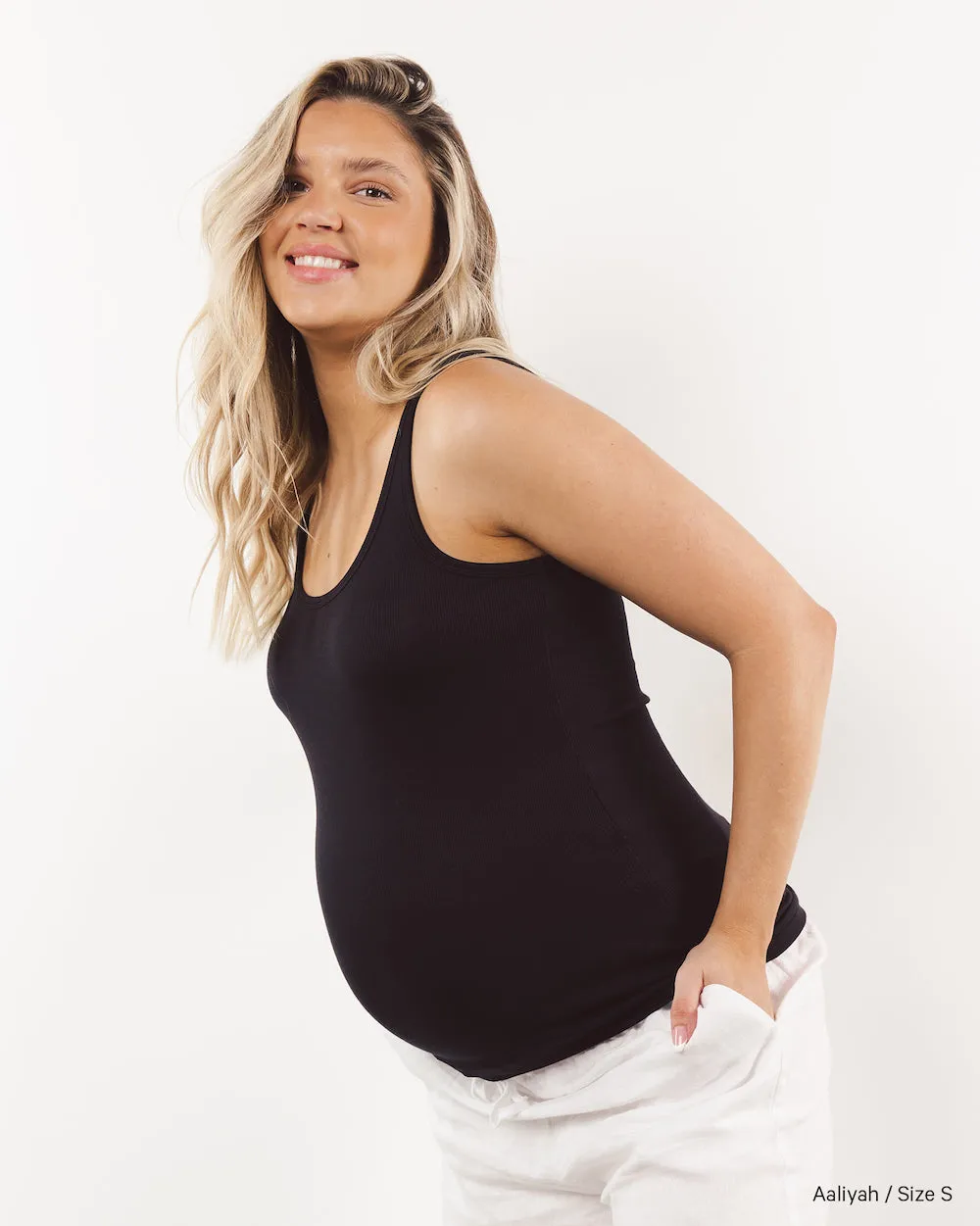 Daily Ribbed Maternity Tank - Black sold by Embrace product image thumbnail 5