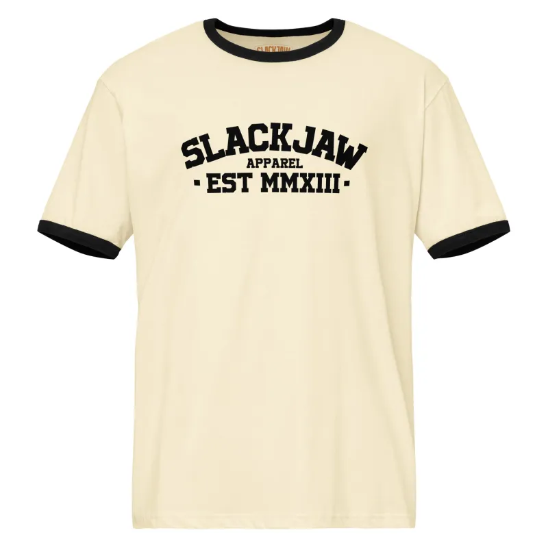 Dropout Ringer T Shirt - Bone/Black sold by Slackjaw