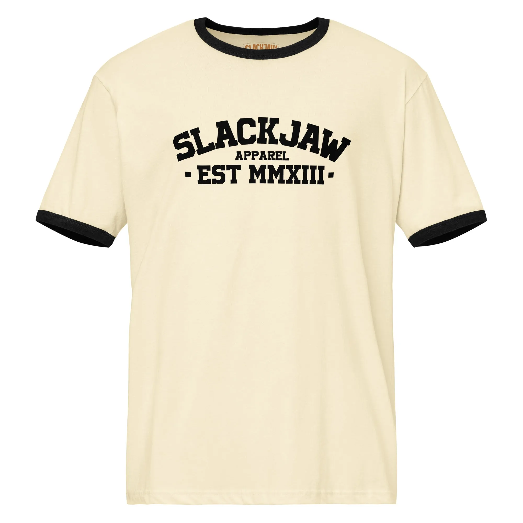 Dropout Ringer T Shirt - Bone/Black sold by Slackjaw