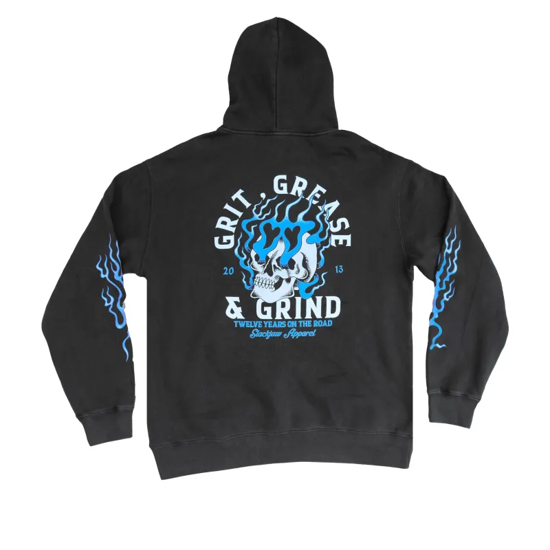 Grit, Grease & Grind Hoody - Faded Black sold by Slackjaw