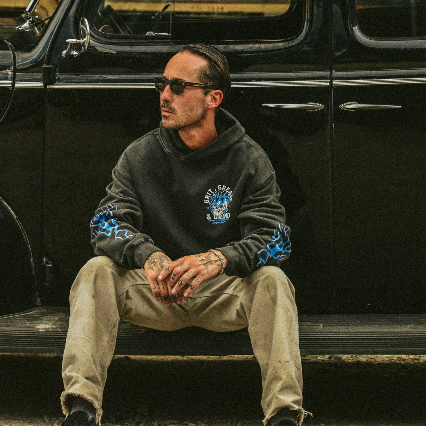 Grit, Grease & Grind Hoody - Faded Black sold by Slackjaw product image thumbnail 4