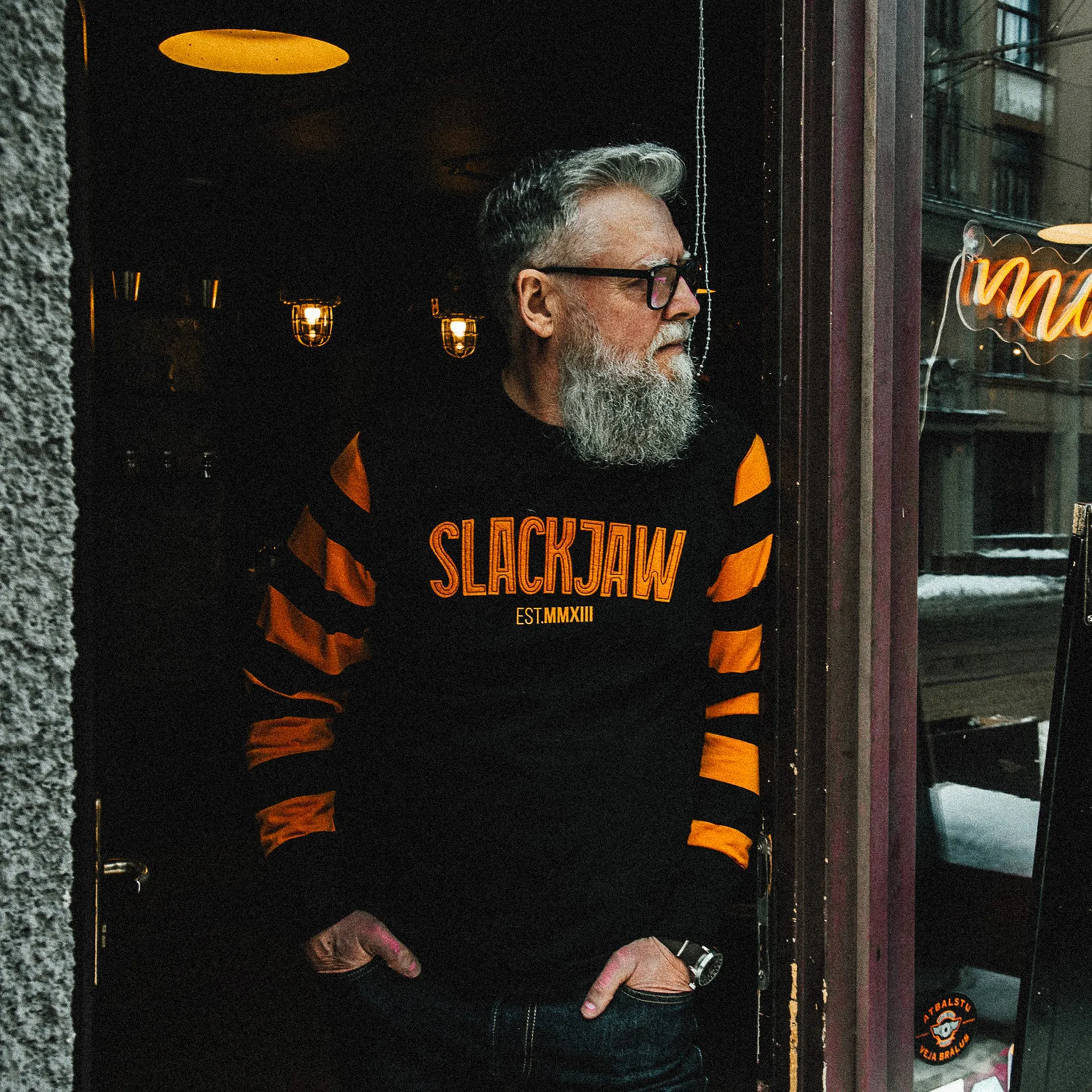 Breakout Long Sleeve T Shirt ICON Applique - Black/Rust sold by Slackjaw product image thumbnail 2