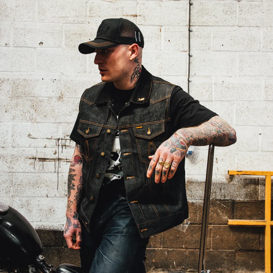 Slackjaw Raw Denim Vest - Navy sold by Slackjaw product image thumbnail 2