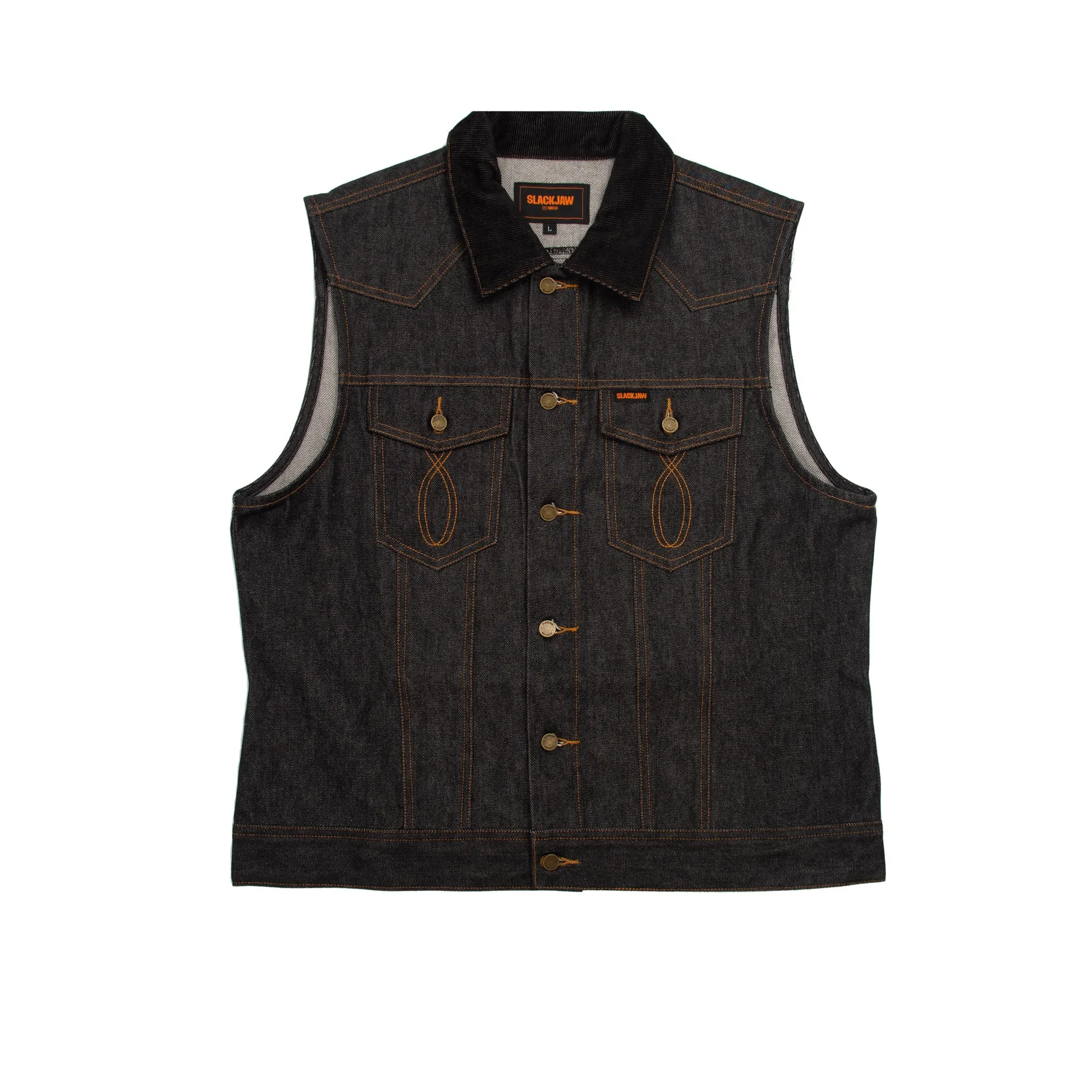 Slackjaw Raw Denim Vest - Navy sold by Slackjaw