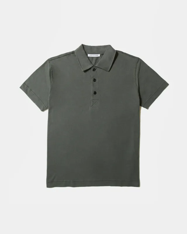 OPAL SHORT SLEEVE POLO - Combed Cotton Jersey - Lichen Green made by Body of Work