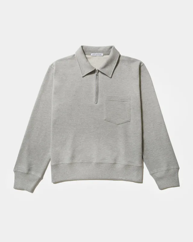 MYRTLE QUARTER-ZIP SWEATSHIRT - Sueded French Terry - Heather Grey made by Body of Work