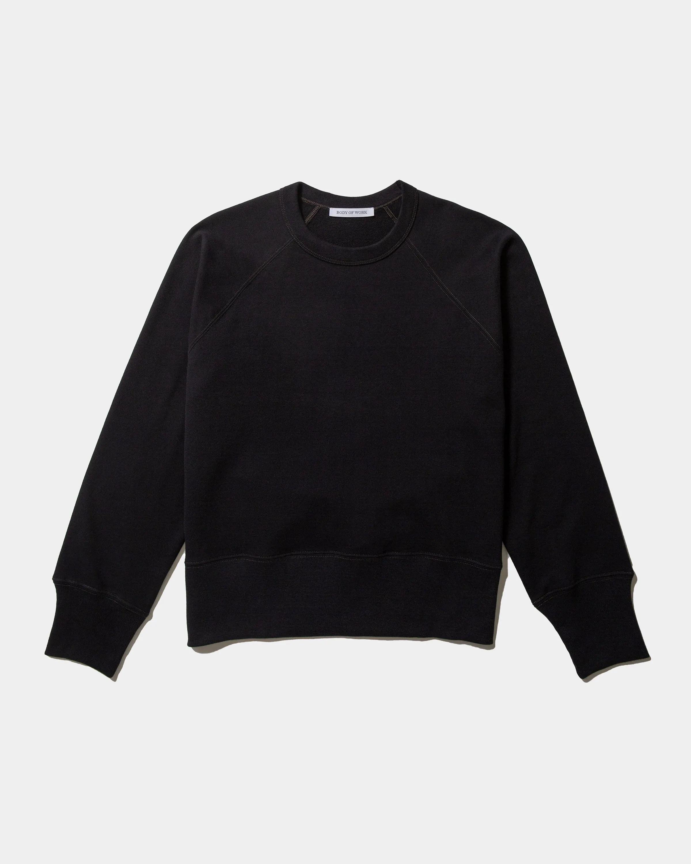 ASTER RAGLAN SWEATSHIRT - Sueded French Terry - Black/Loam Brown Stitch sold by Body of Work