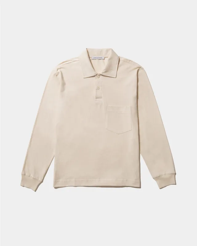 CLOVE LONG SLEEVE POLO - Combed Cotton Jersey - Natural sold by Body of Work