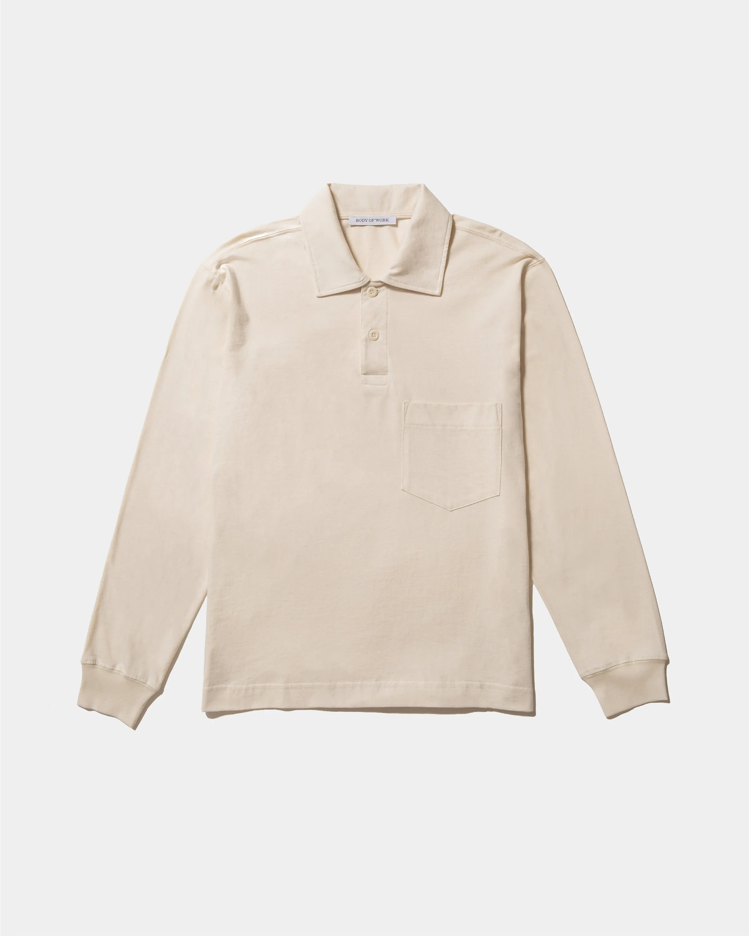 CLOVE LONG SLEEVE POLO - Combed Cotton Jersey - Natural sold by Body of Work