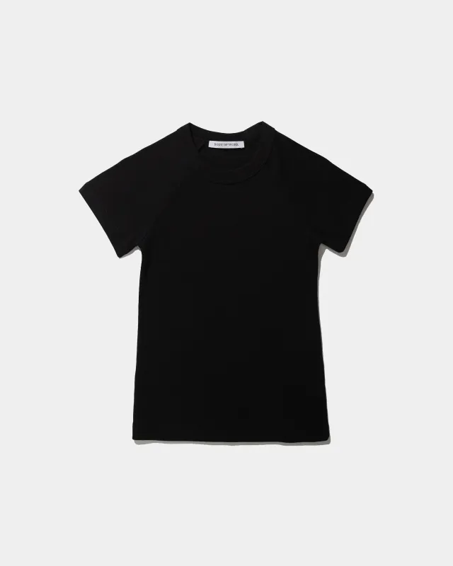 QUINCE SHORT SLEEVE T-SHIRT - Fine Rib Jersey - Black sold by Body of Work