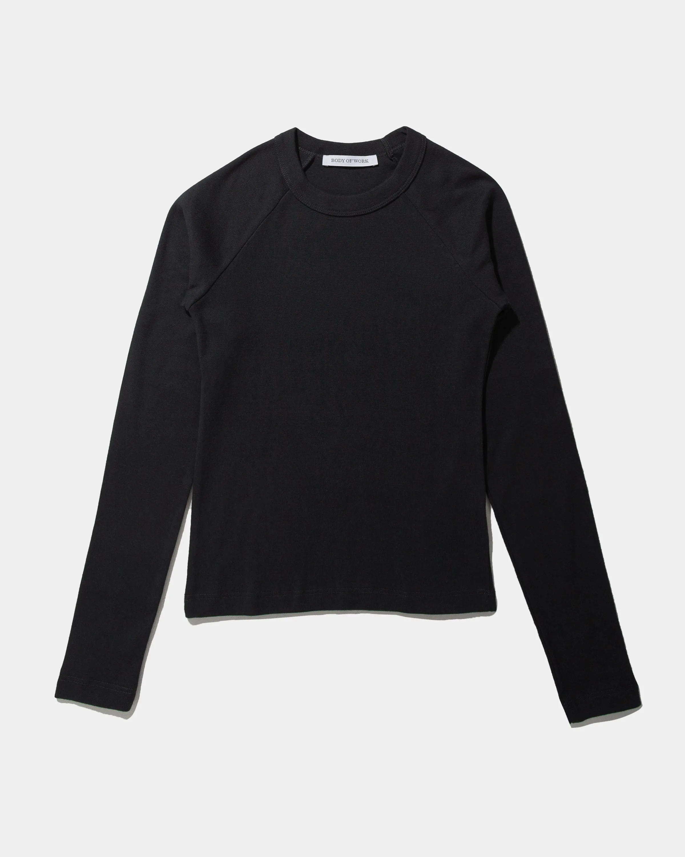 QUINCE LONG SLEEVE T-SHIRT - Fine Rib Jersey - Shale Black sold by Body of Work