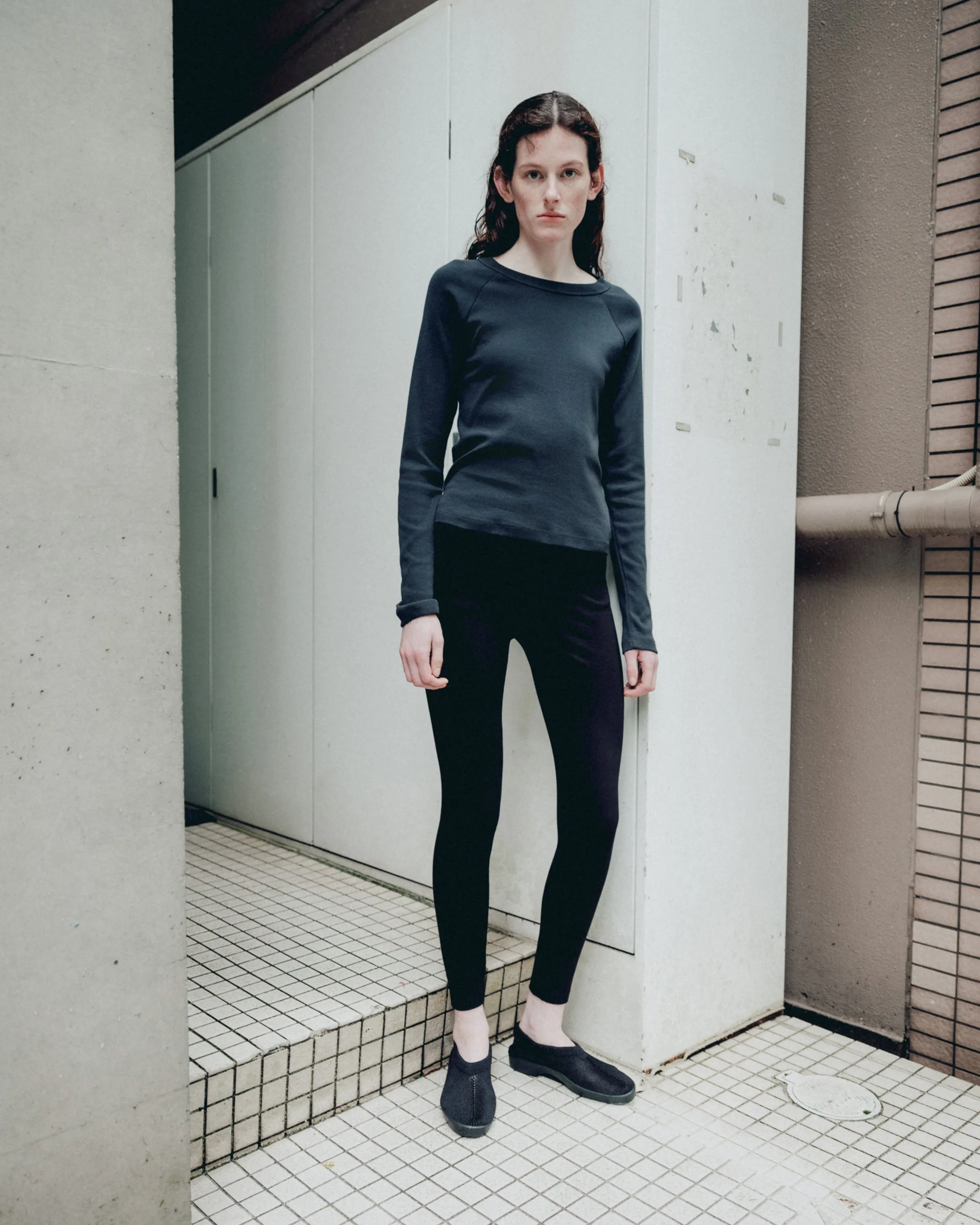 QUINCE LONG SLEEVE T-SHIRT - Fine Rib Jersey - Shale Black sold by Body of Work product image thumbnail 4