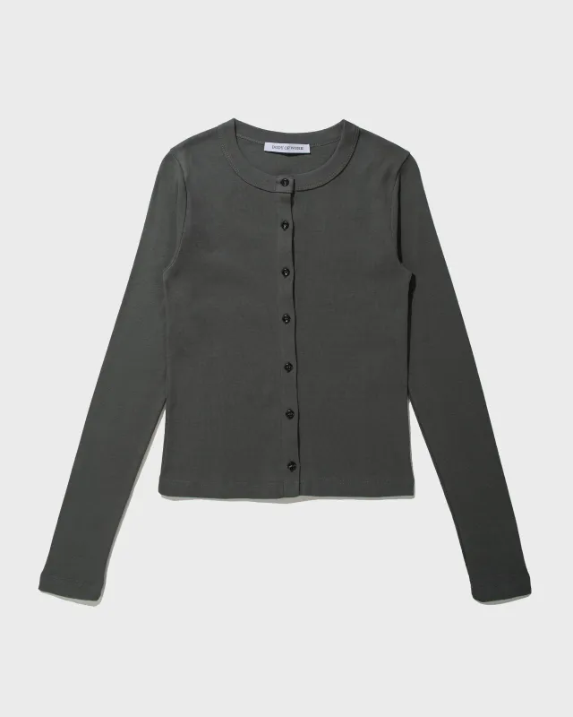 MAGNOLIA CARDIGAN - Fine Rib Jersey - Lichen Green sold by Body of Work