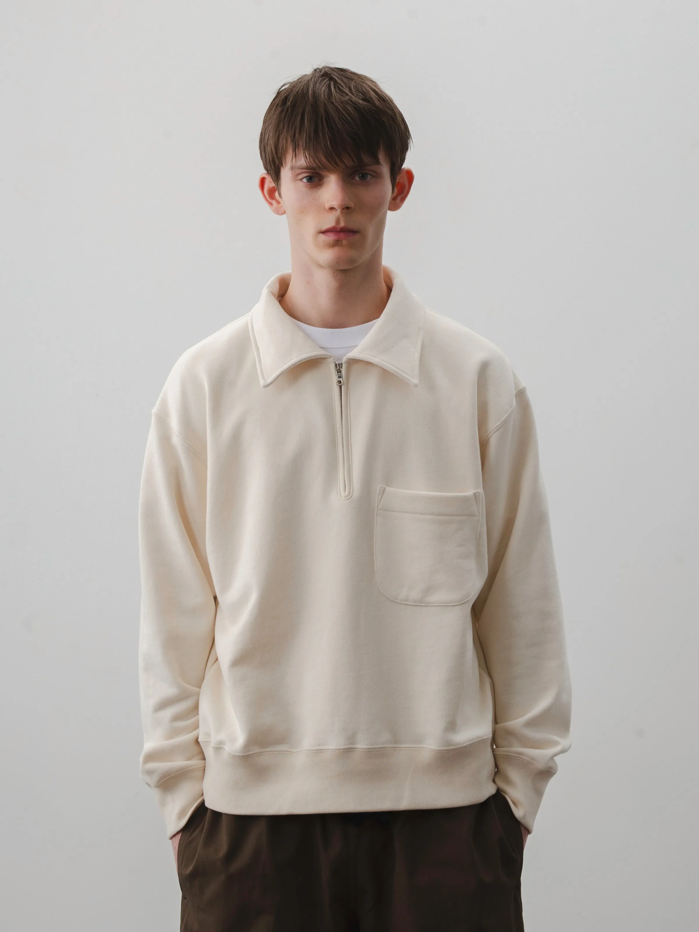 MYRTLE QUARTER-ZIP SWEATSHIRT - Sueded French Terry - Natural sold by Body of Work product image thumbnail 3