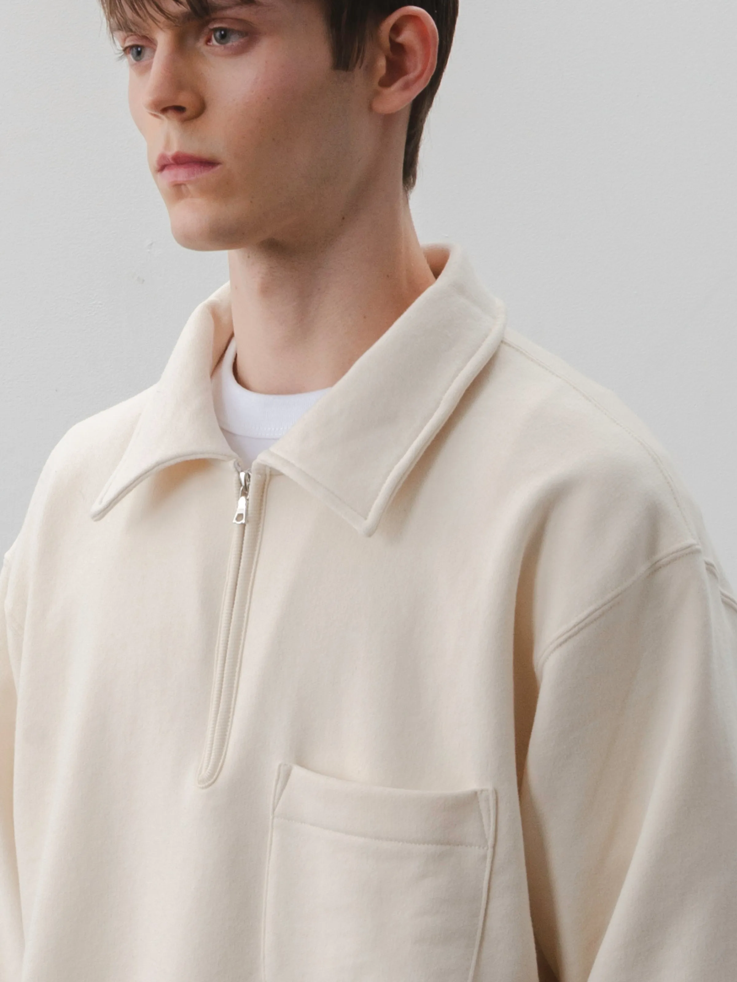 MYRTLE QUARTER-ZIP SWEATSHIRT - Sueded French Terry - Natural sold by Body of Work product image thumbnail 4