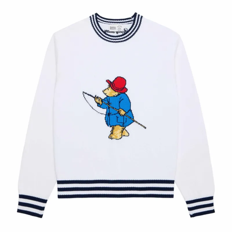 Paddington Fishing Cotton Sweater White sold by Rowing Blazers