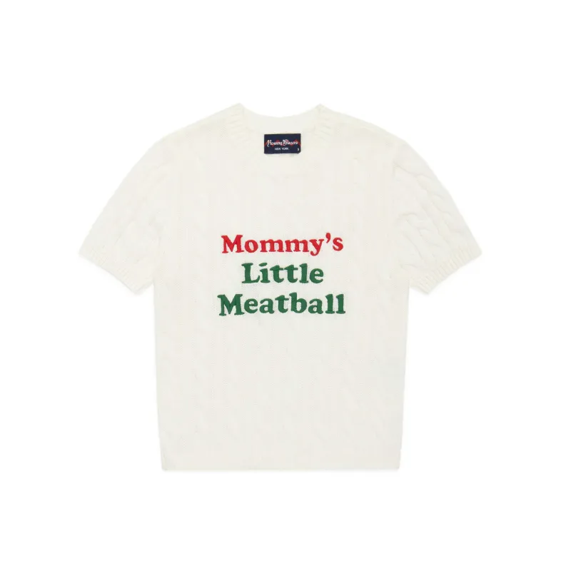 Women's Mommy's Little Meatball Sweater Tee White made by Rowing Blazers