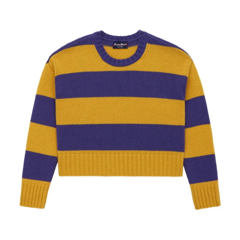 Women's Stripe Cashmere Sweater Purple Gold made by Rowing Blazers