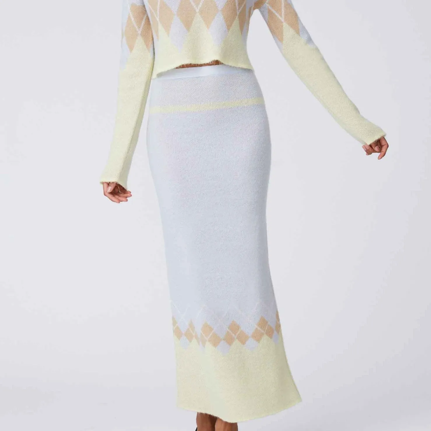 Women's Mohair Argyle Maxi Skirt Mohair Blend sold by Rowing Blazers product image thumbnail 4