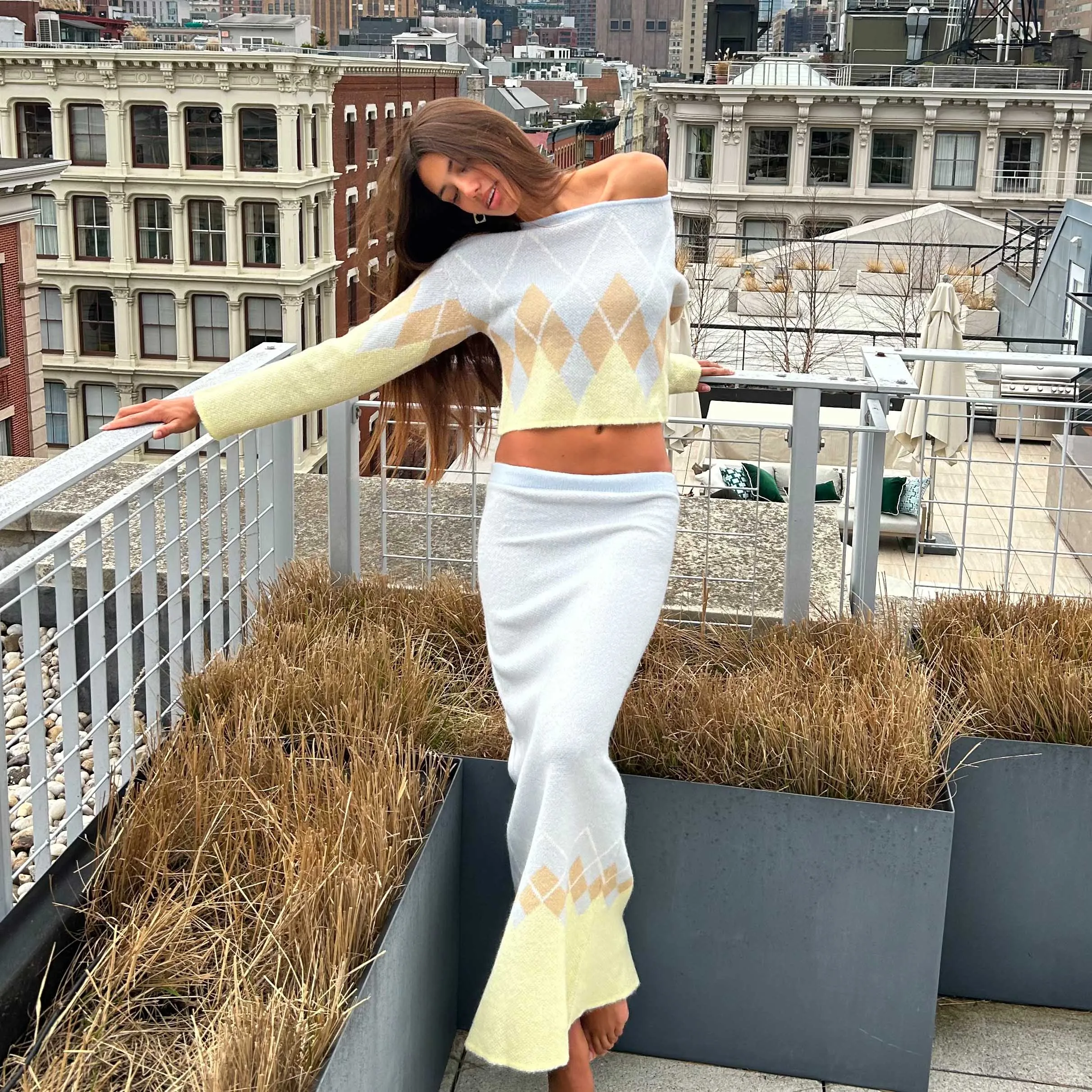 Women's Mohair Argyle Maxi Skirt Mohair Blend sold by Rowing Blazers product image thumbnail 2