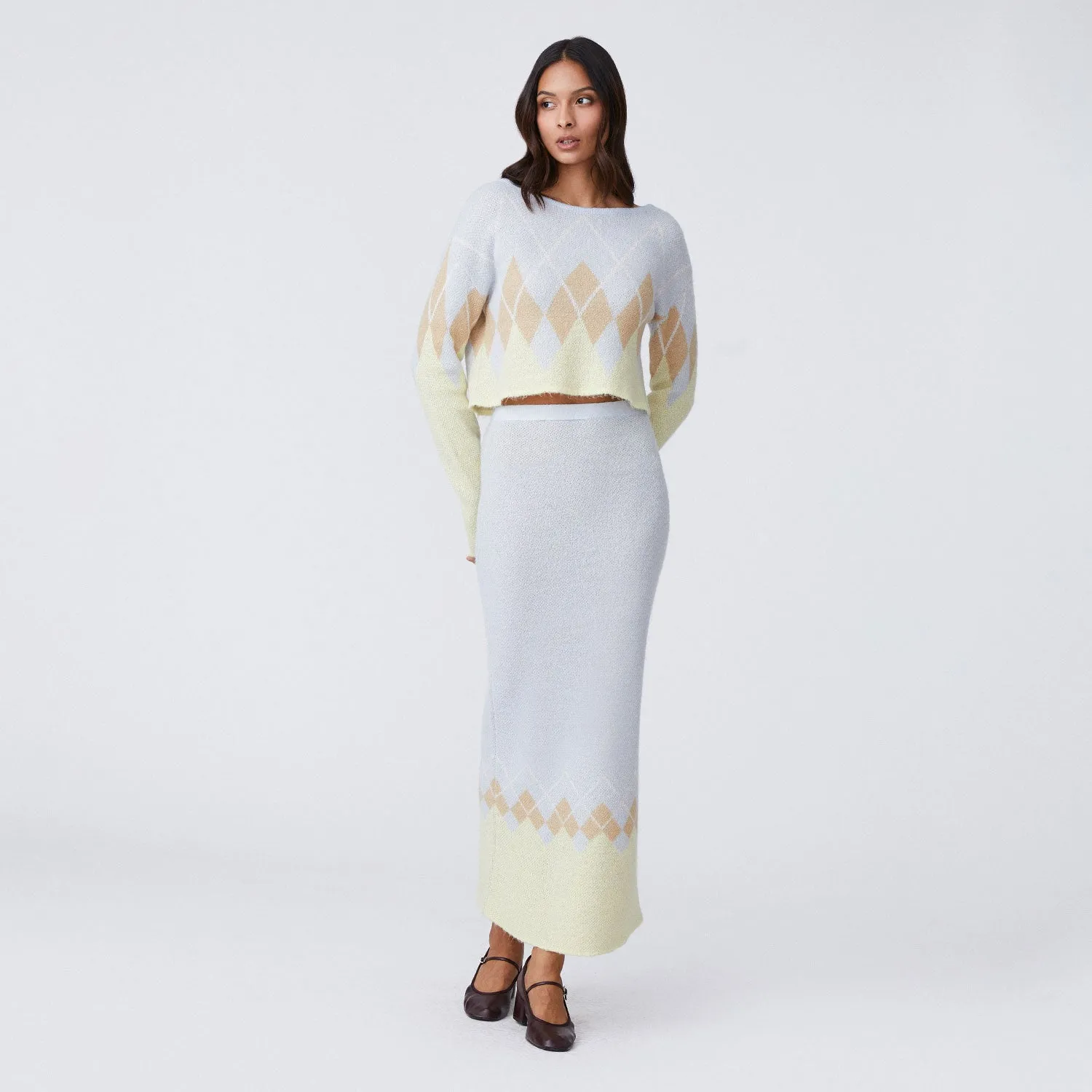 Women's Mohair Argyle Maxi Skirt Mohair Blend sold by Rowing Blazers product image thumbnail 3