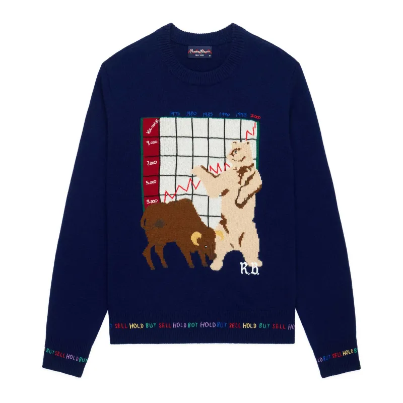 Men's Cashmere Finance Sweater Navy made by Rowing Blazers