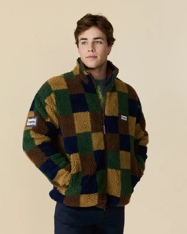 Men's Patchwork Sherpa Jacket Brown Multi sold by Rowing Blazers