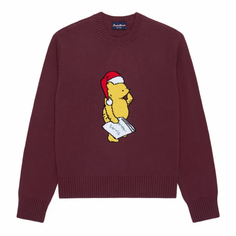 Men's Cotton Santa Pooh Sweater Burgundy made by Rowing Blazers