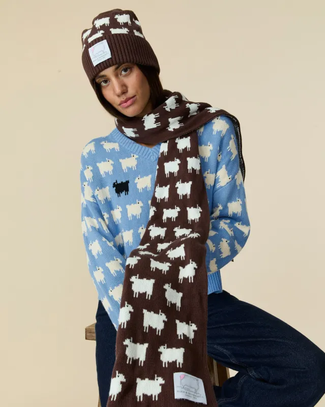 Sheep Cotton Scarf Brown made by Rowing Blazers