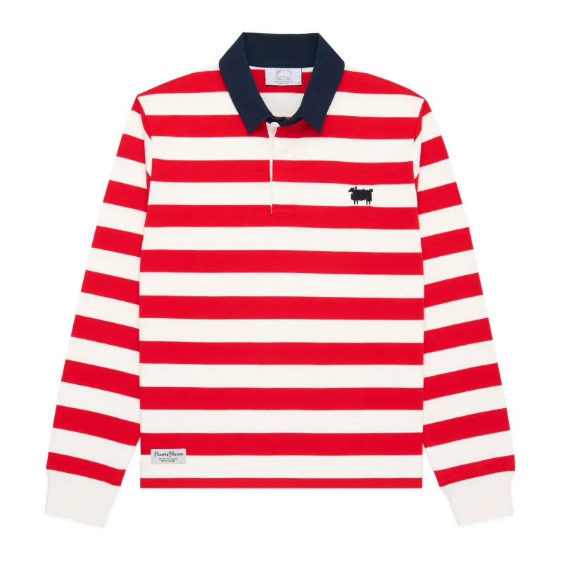 Men's Cotton Sheep Color Block Rugby Red made by Rowing Blazers